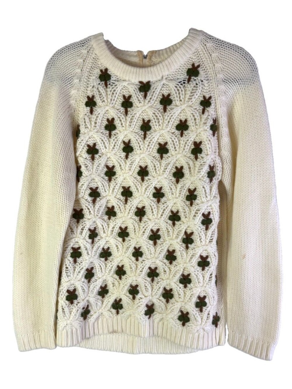Vintage 70s Handmade Cable Knit Fisherman Sweater Rockabilly